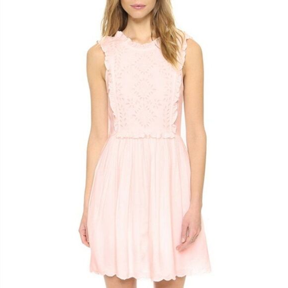 Dresses & Skirts - Paul & Joe Sister Pink Fiorella Sleeveless Ruffle Lace Front Dress Damaged